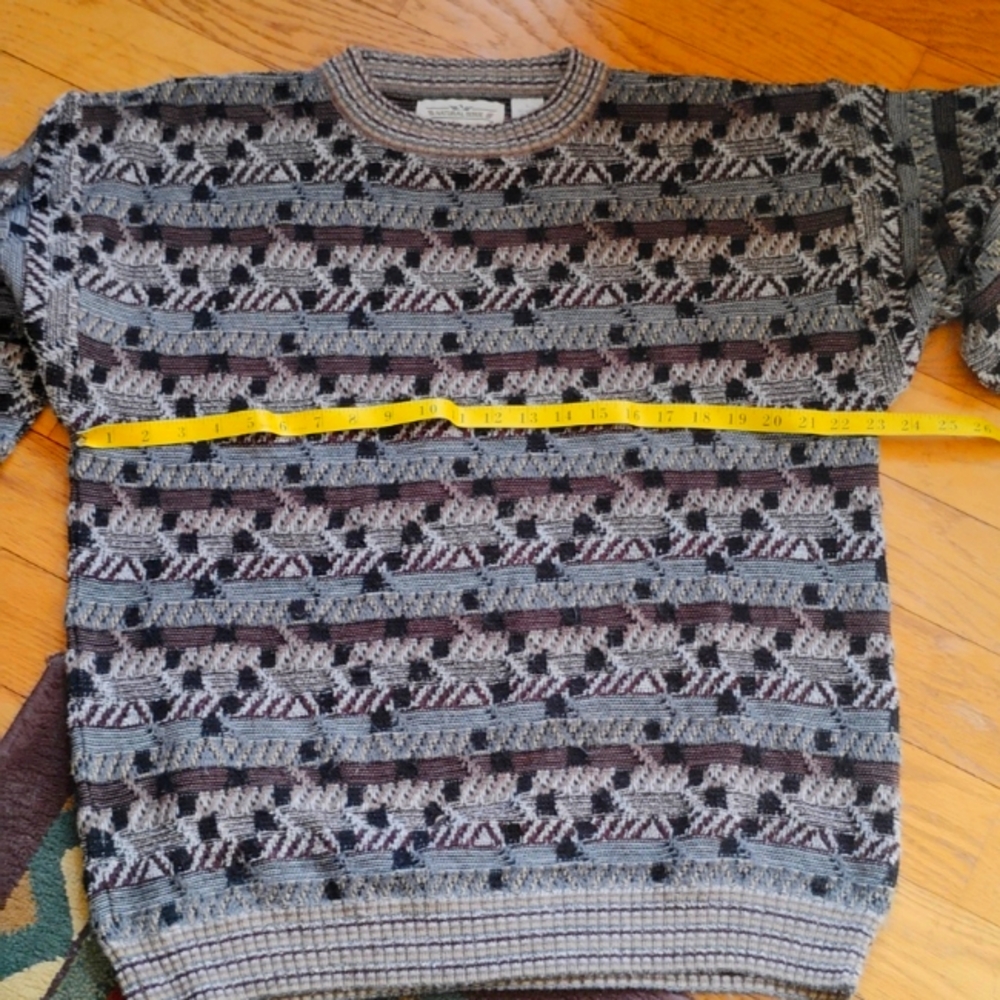 ⚜️ Grandpa Sweater Geometric Pattern Knit SWEATER 100% Acrylic Sz L UNISEX